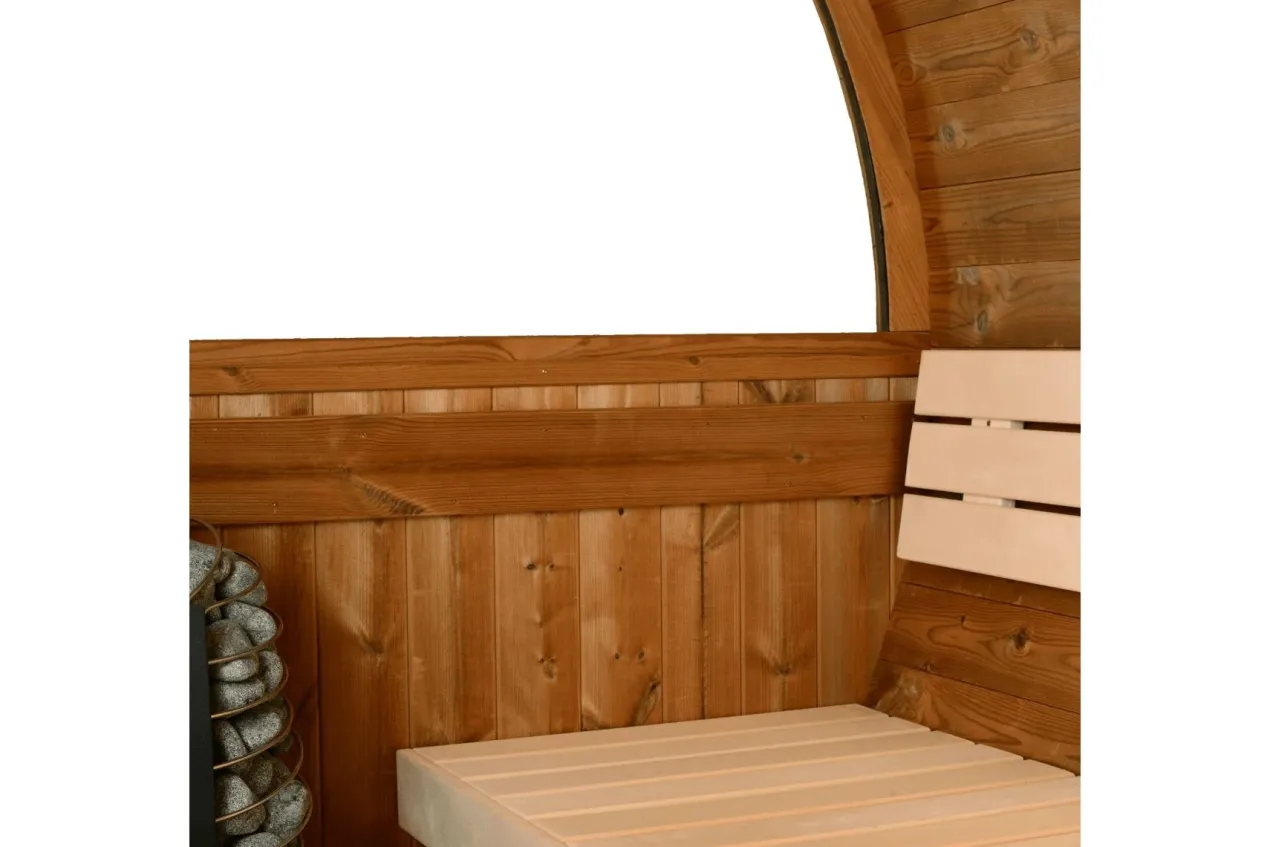 Almost Heaven Evander 6-Person Half-Moon Canopy Barrel Sauna (Heritage Collection)