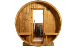 Almost Heaven Evander 6-Person Half-Moon Canopy Barrel Sauna (Heritage Collection)