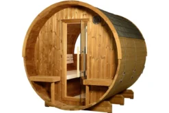 Almost Heaven Evander 6-Person Half-Moon Canopy Barrel Sauna (Heritage Collection)