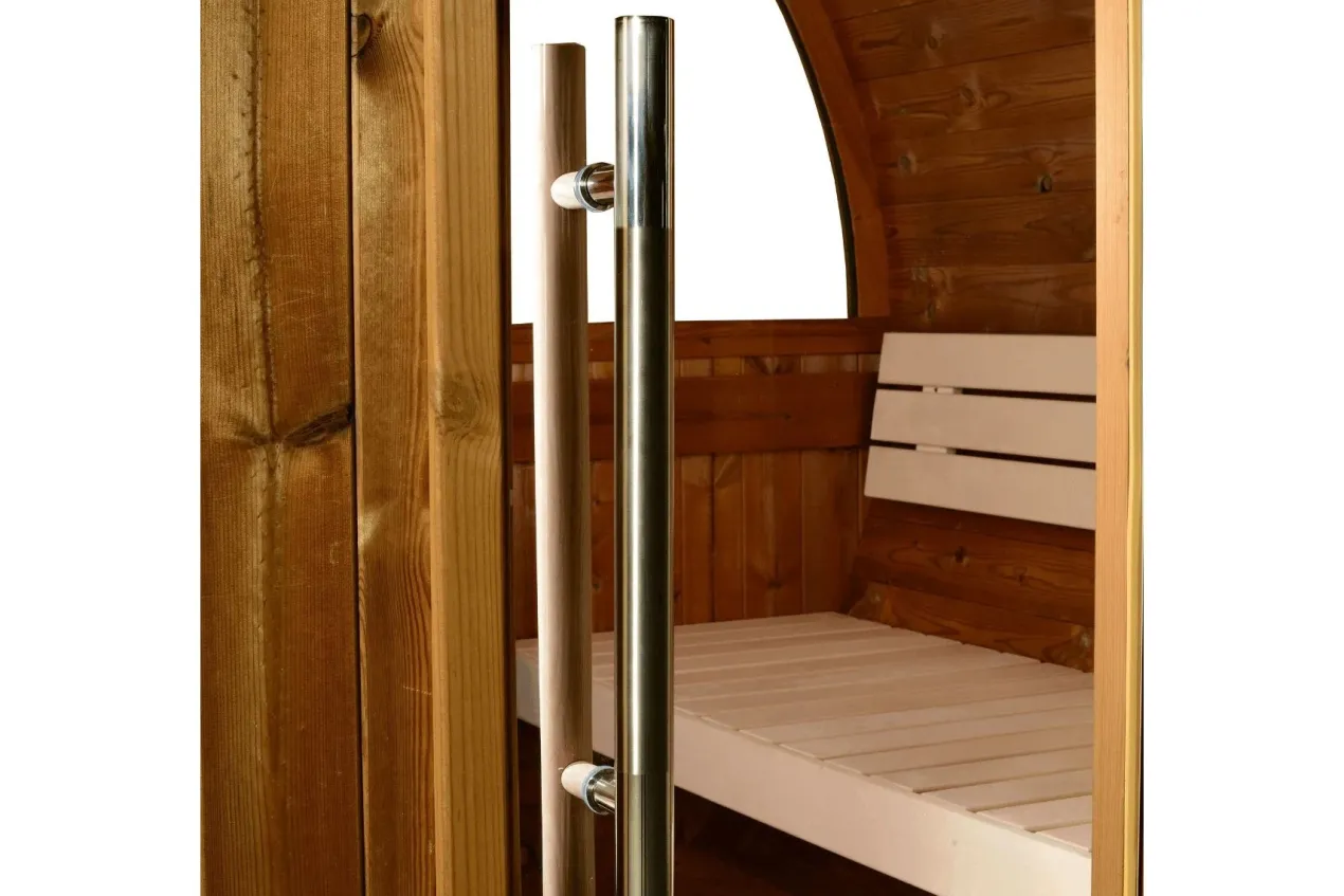 Almost Heaven Evander 6-Person Half-Moon Canopy Barrel Sauna (Heritage Collection)