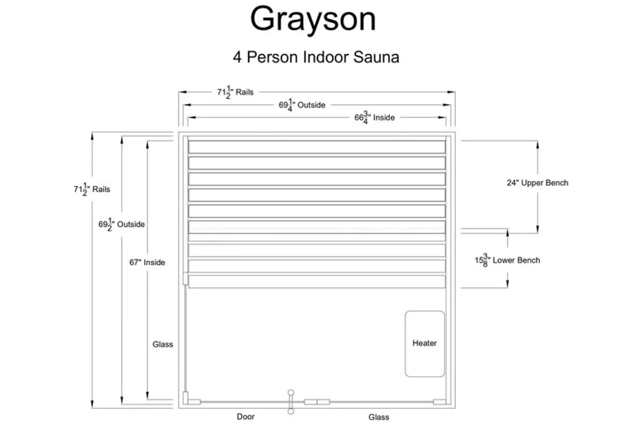 Almost Heaven Grayson 4-Person Indoor Sauna (Respite Series - Hybrid Option)