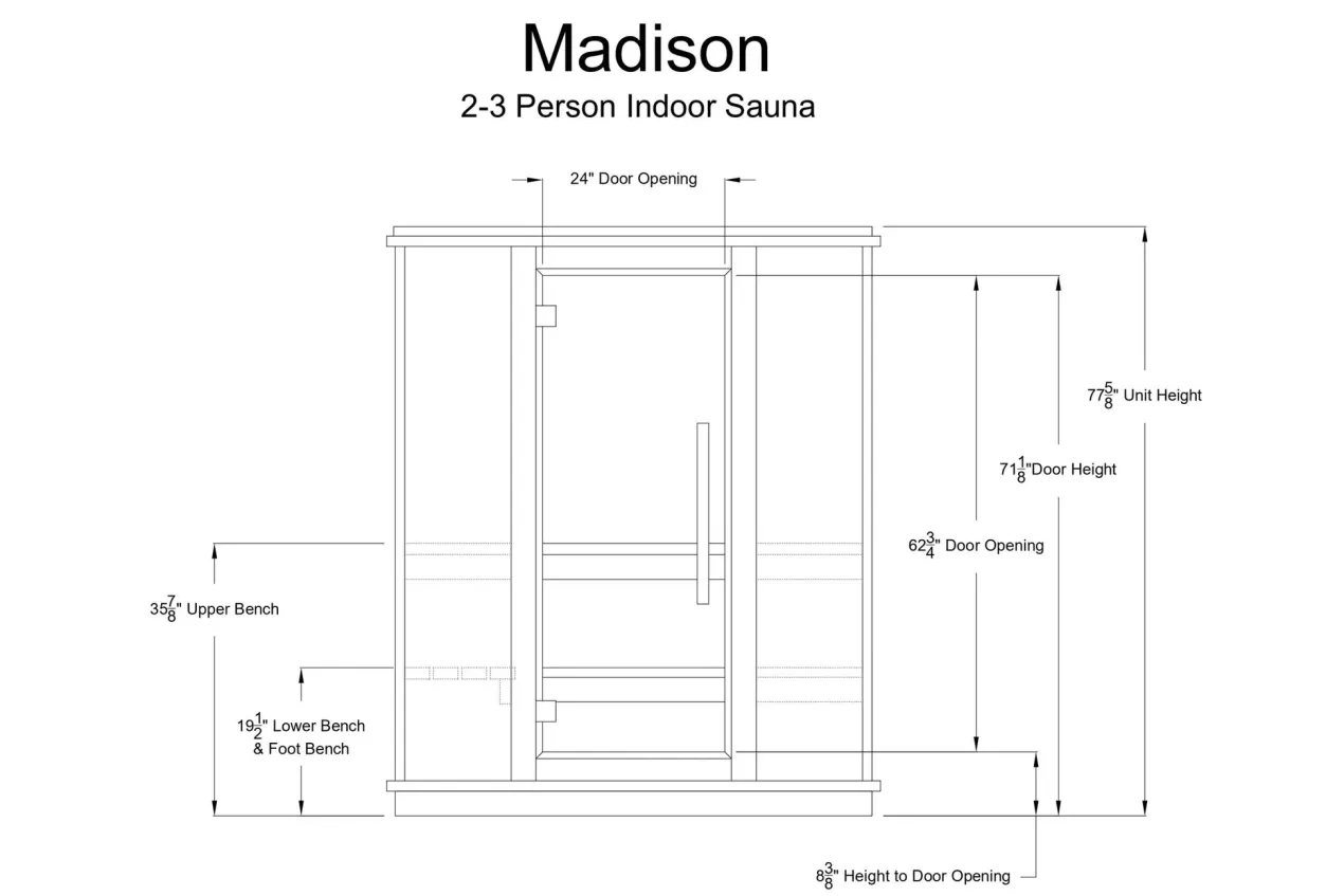 Almost Heaven Madison 2-3 Person Hybrid Indoor Sauna (Respite Series - Hybrid Option)