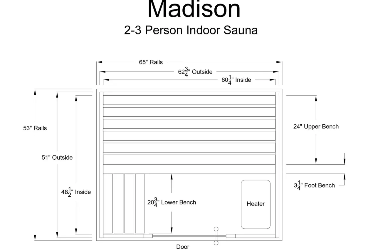 Almost Heaven Madison 2-3 Person Hybrid Indoor Sauna (Respite Series - Hybrid Option)