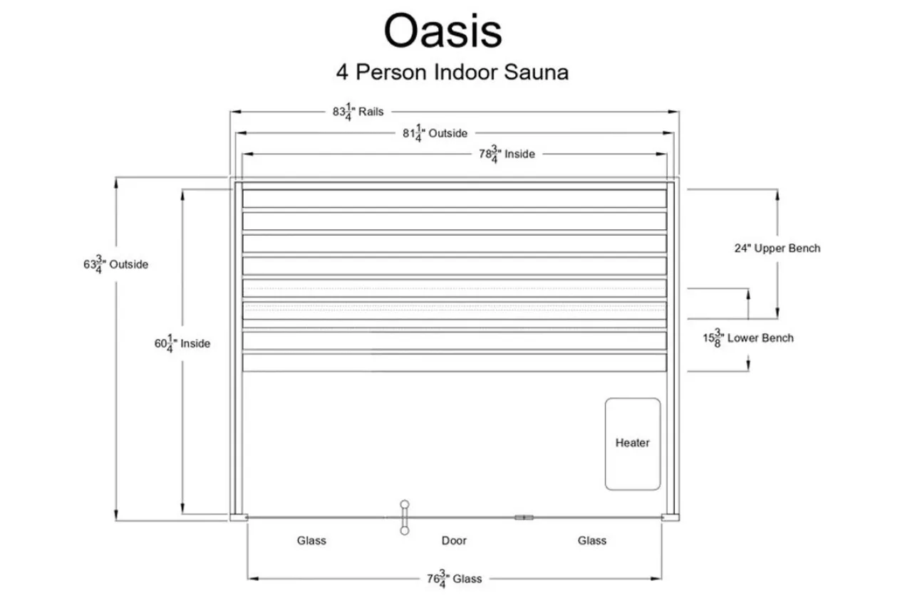 Almost Heaven Oasis 4-Person Indoor Sauna (Vision Series - Hybrid Option)