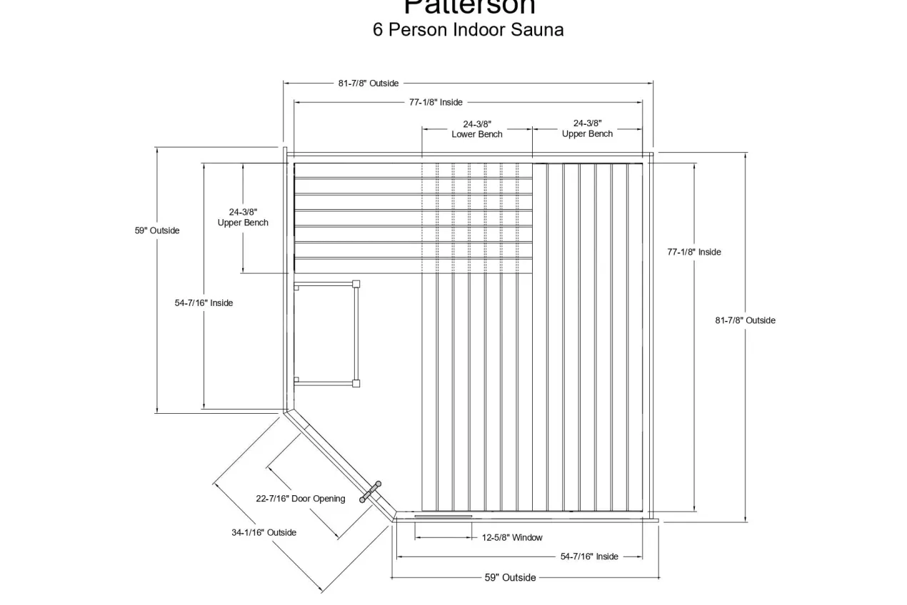 Almost Heaven Patterson 6-Person Indoor Corner Sauna (Element Series)