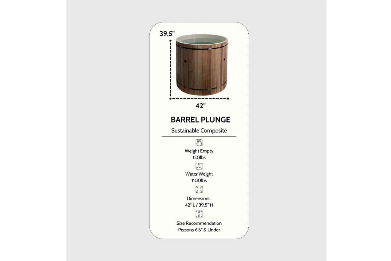 Dynamic Cold Therapy Pacific Cedar Barrel Cold Plunge (Oval) (🧨JULY 4th SALE)