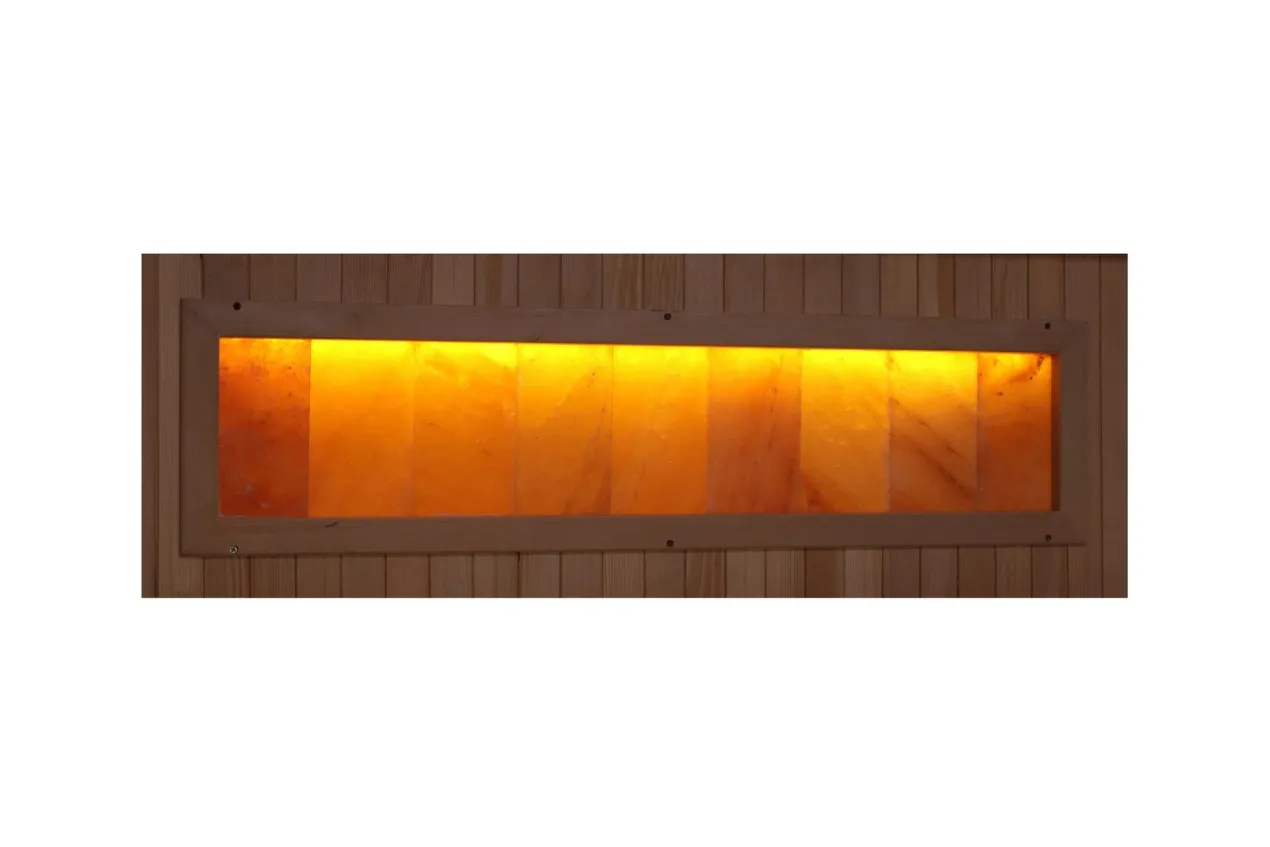 Golden Designs "Hotel" 3-Person Near-Zero EMF FAR Infrared Sauna w/ Himalayan Salt Bar