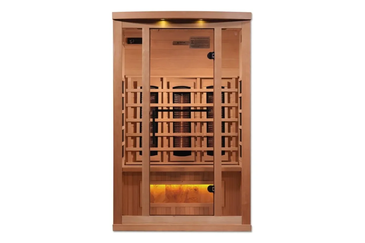 Golden Designs 2-3 Person 8000 Reserve Series Corner Infrared Sauna (w/ Himalayan Salt Bar)