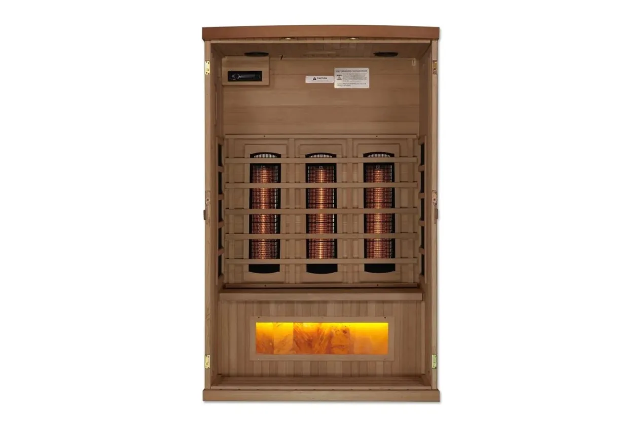 Golden Designs 2-3 Person 8000 Reserve Series Corner Infrared Sauna (w/ Himalayan Salt Bar)