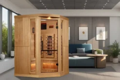 Golden Designs 2-3 Person 8000 Reserve Series Corner Infrared Sauna (w/ Himalayan Salt Bar)