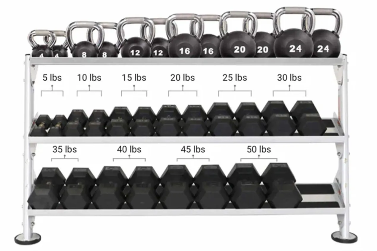 Hoist 60" 2-Tier Dumbbell Rack w/ Optional 3rd Tier (HF-5461-60)