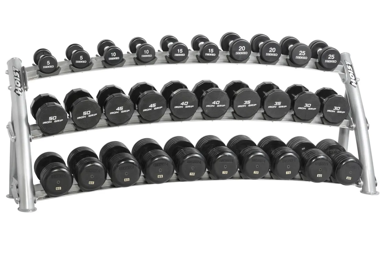 Hoist 3-Tier Horizontal Saddle Dumbbell Rack (CF-3461-3) (15 Pair)