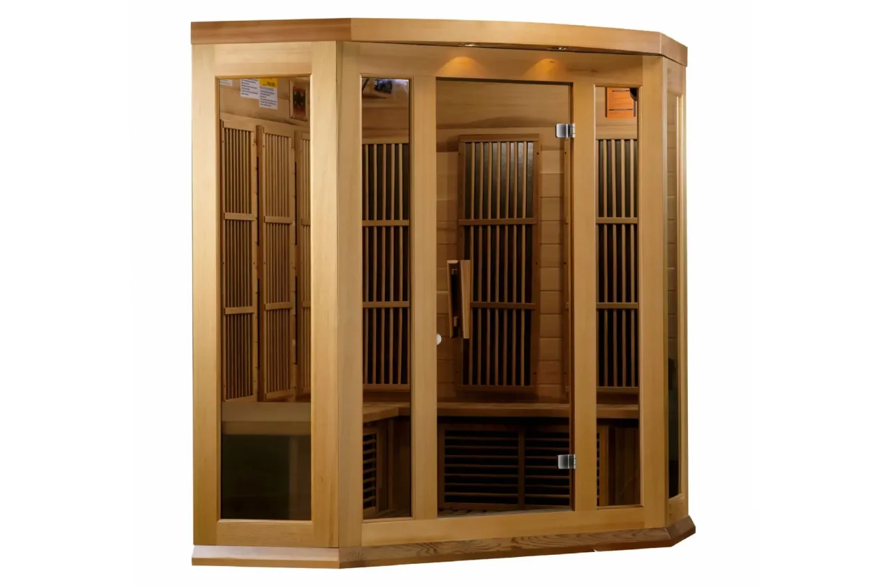 Maxxus "Chaumont Edition" 3-Person Corner Near Zero EMF FAR Infrared Sauna (Cedar or Hemlock)