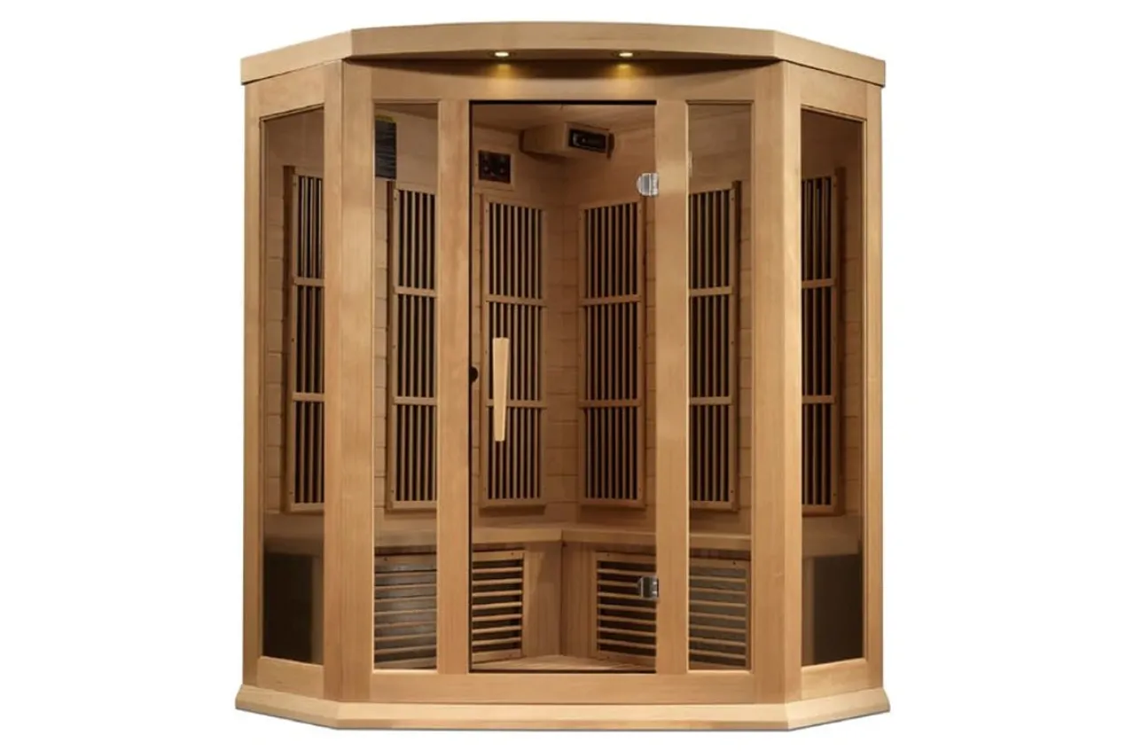 Maxxus "Chaumont Edition" 3-Person Corner Near Zero EMF FAR Infrared Sauna (Cedar or Hemlock)