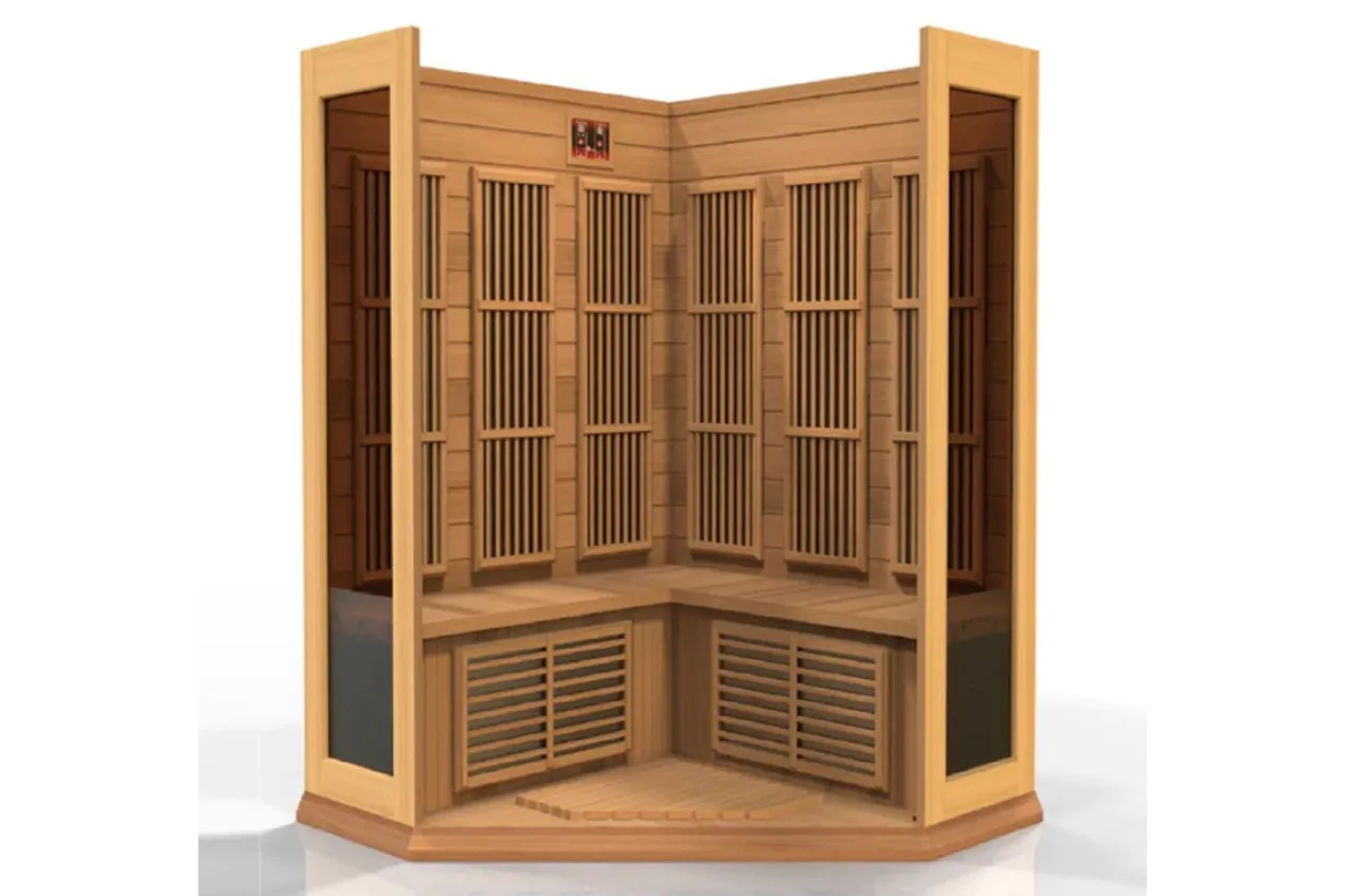 Maxxus "Chaumont Edition" 3-Person Corner Near Zero EMF FAR Infrared Sauna (Cedar or Hemlock)