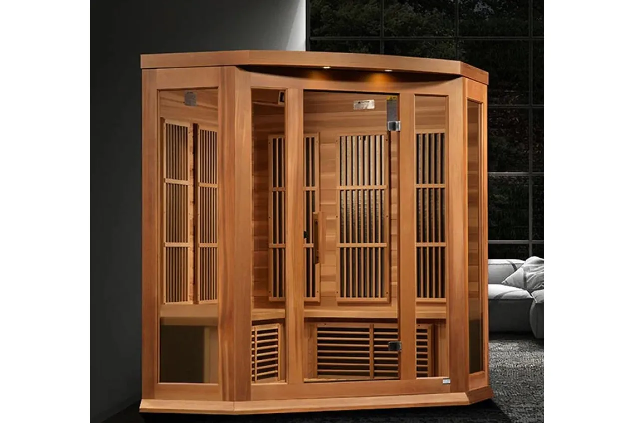 Maxxus "Chaumont Edition" 3-Person Corner Near Zero EMF FAR Infrared Sauna (Cedar or Hemlock)