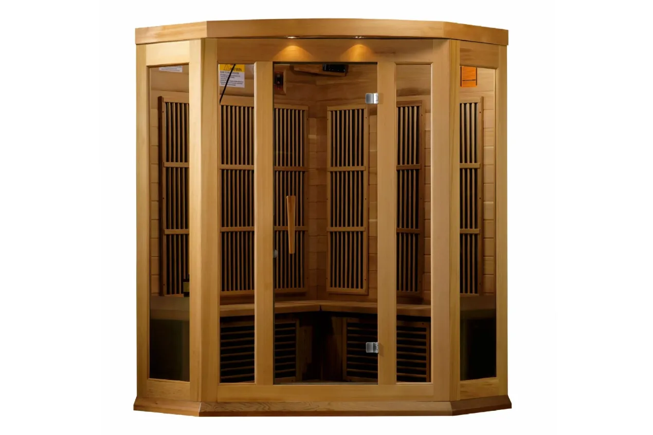 Maxxus 2026 3-Person Corner Low/Near Zero/Full Spectrum EMF FAR Infrared Sauna (Cedar or Hemlock)
