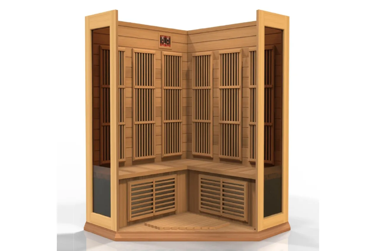 Maxxus 2026 3-Person Corner Low/Near Zero/Full Spectrum EMF FAR Infrared Sauna (Cedar or Hemlock)