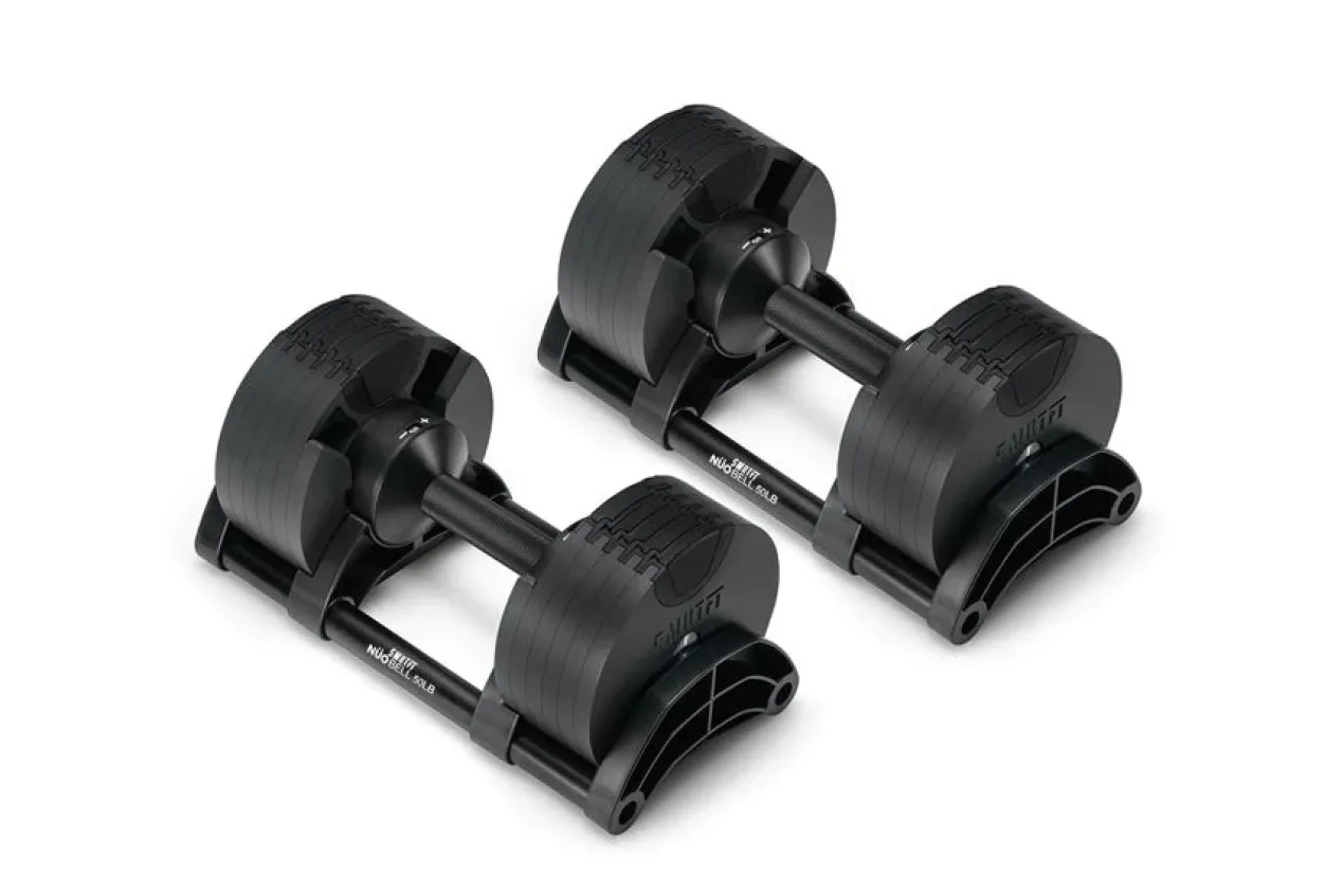 NÜOBELL 50lb Adjustable Dumbbells (Matte Black)