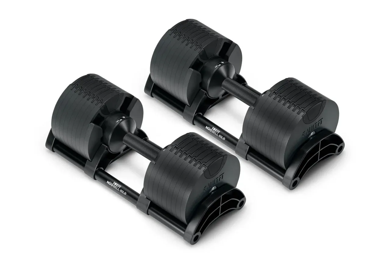 NÜOBELL 80lb Adjustable Dumbbells (Matte Black)
