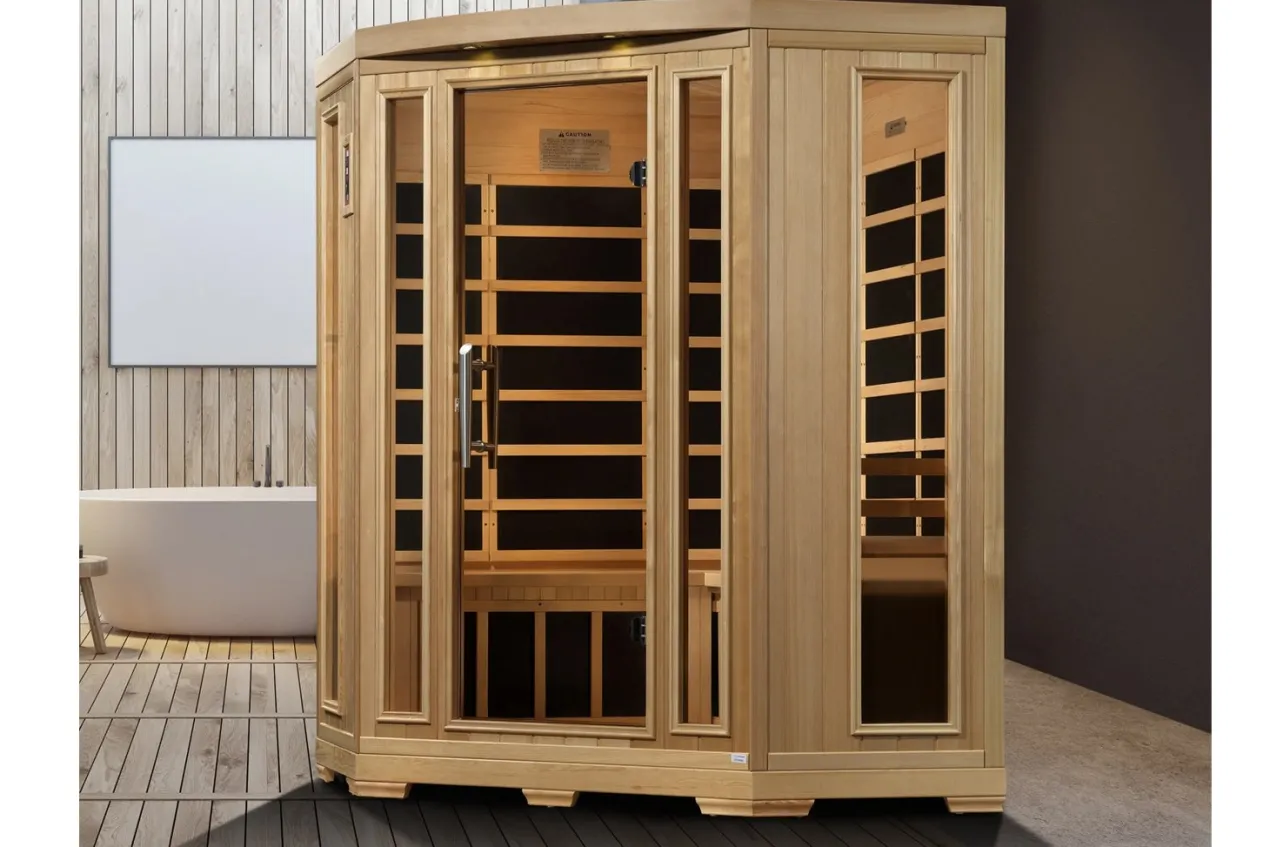 Pro 6 "Rebecca" 3-Person Corner Near Zero EMF Far Infrared Sauna (2025 Edition)