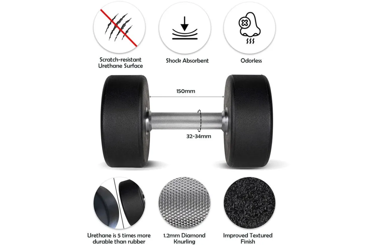 Warrior Elite Urethane Pro-Style Dumbbell Sets (5-50lbs & Up) (🧨JULY 4th SALE)