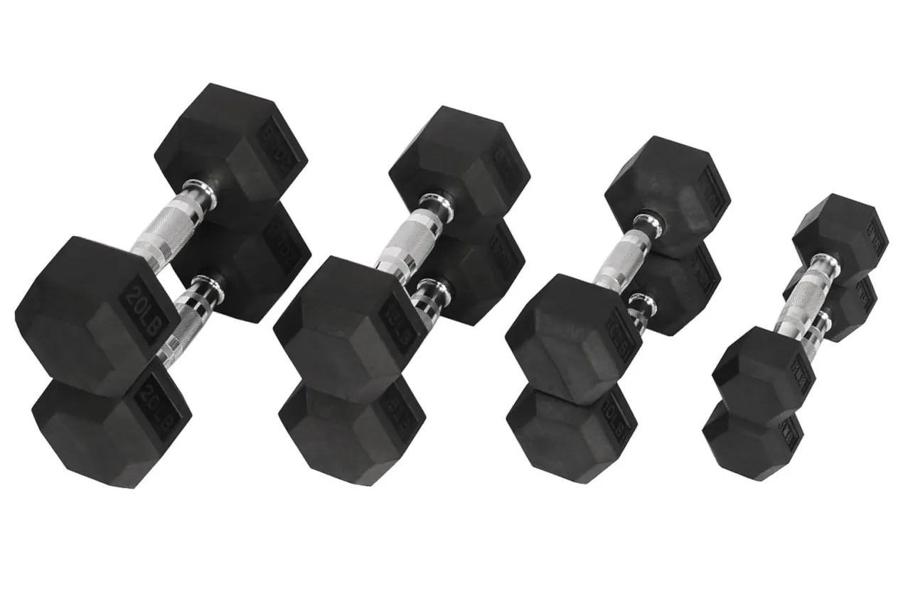 Warrior Rubber Hex Dumbbell Sets (5-50lbs & Up) (🧨JULY 4th SALE)