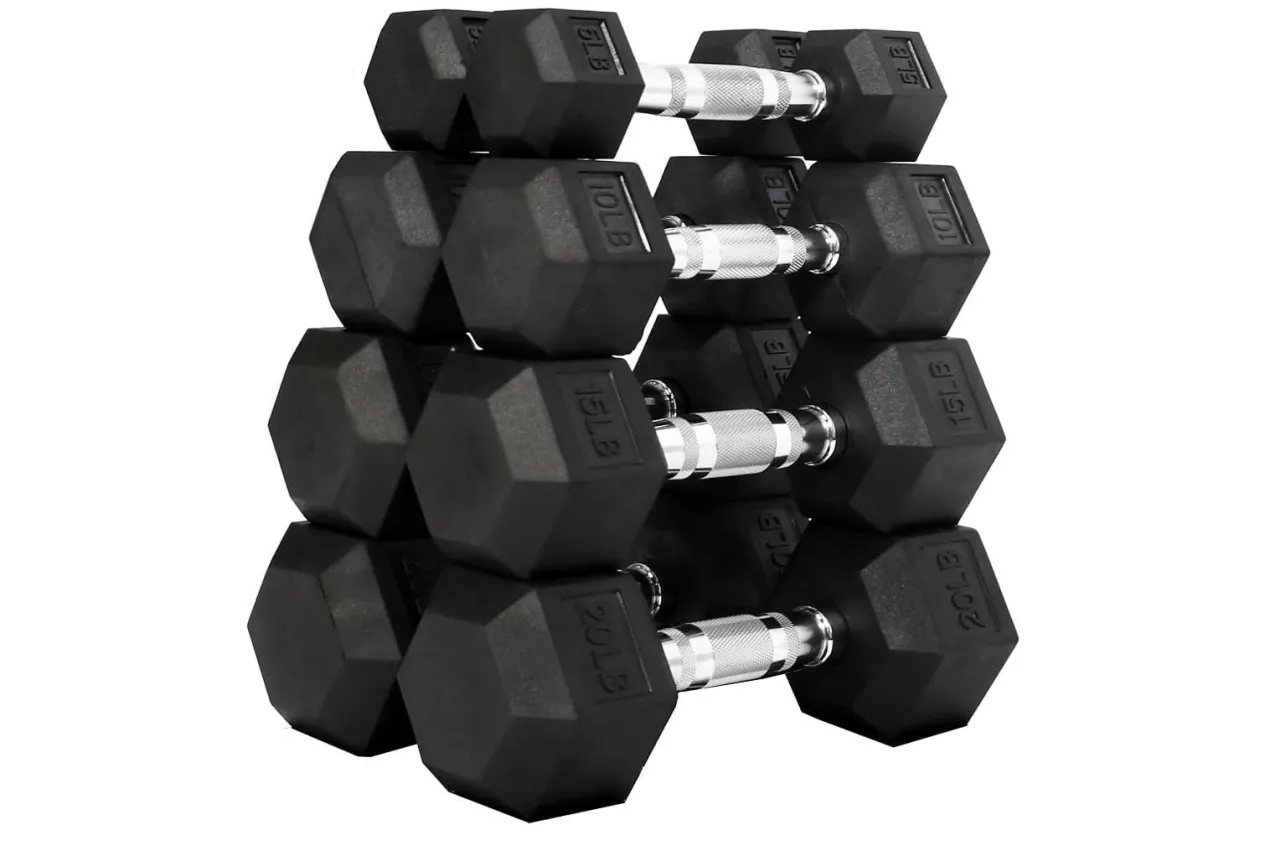 Warrior Rubber Hex Dumbbell Sets (5-50lbs & Up) (🧨JULY 4th SALE)