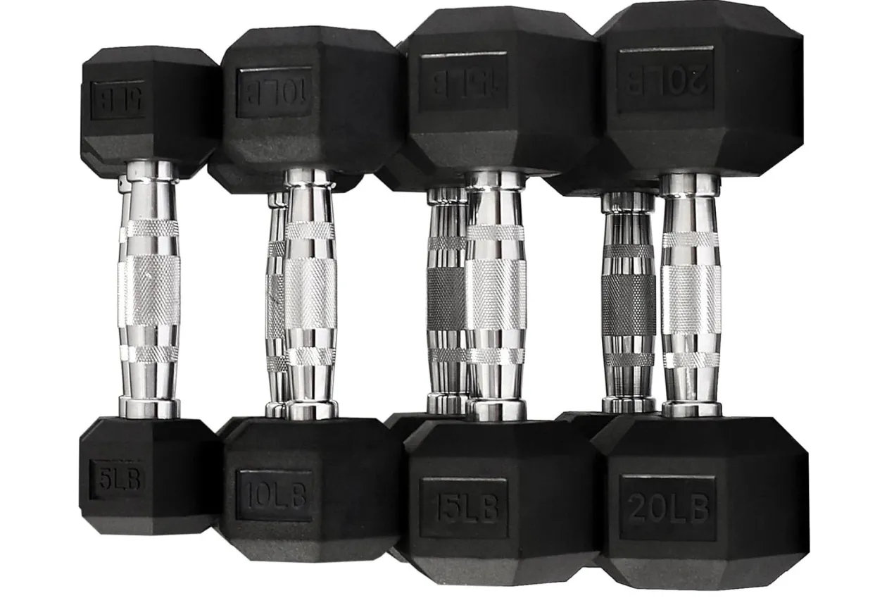 Warrior Rubber Hex Dumbbell Sets (5-50lbs & Up) (🧨JULY 4th SALE)