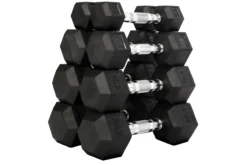 Warrior Rubber Hex Dumbbell Set 5-50lb w/ Rack (🧨JULY 4th SALE)