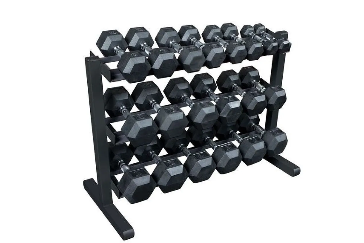 Warrior Rubber Hex Dumbbell Set 5-50lb w/ Rack (🧨JULY 4th SALE)