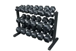 Warrior Rubber Hex Dumbbell Set 5-50lb w/ Rack (🧨JULY 4th SALE)
