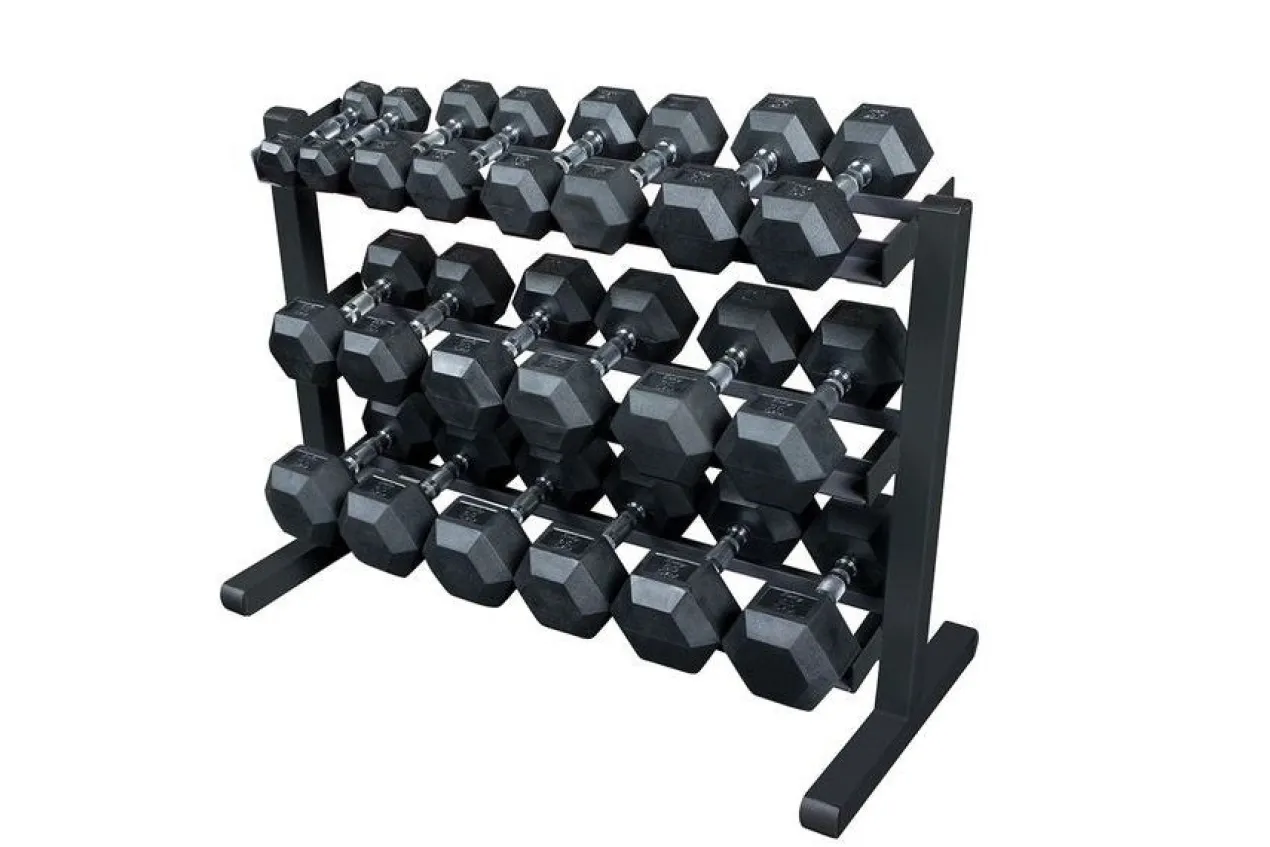 Warrior Rubber Hex Dumbbell Set 5-50lb w/ Rack (🧨JULY 4th SALE)