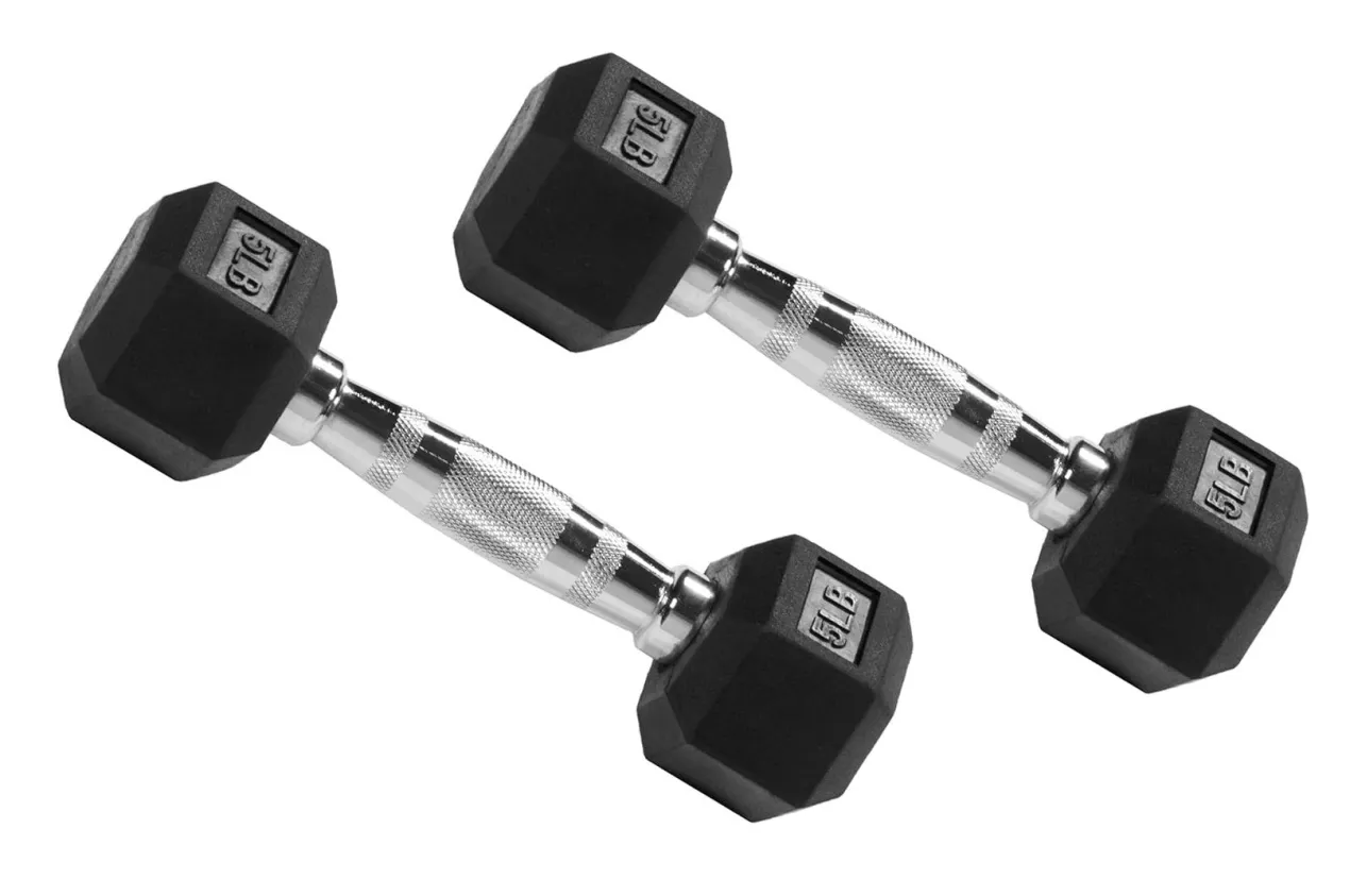 Warrior Rubber Hex Dumbbell Set 5-50lb w/ Rack (🧨JULY 4th SALE)